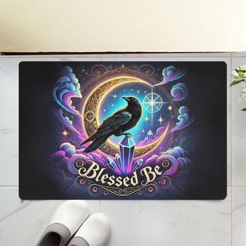 Wicca Black Raven Doormat Witchy Crow Doormat for Pagan Home Decor-MoonChildWorld