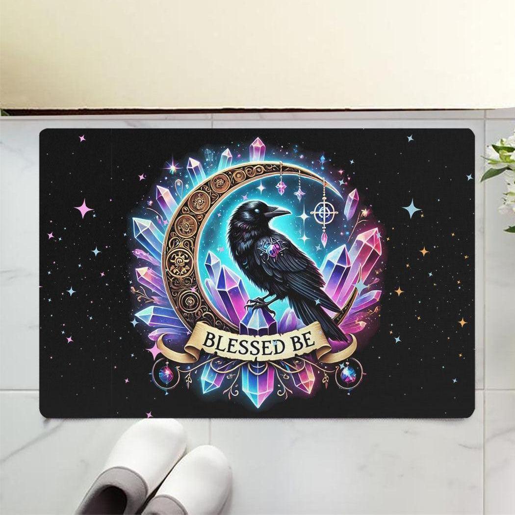 Wicca Black Raven Doormat Witchy Crow Doormat for Pagan Home Decor-MoonChildWorld