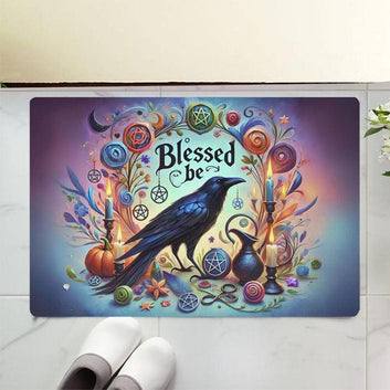 Wicca Black Raven Doormat Witchy Crow Doormat for Pagan Home Decor-MoonChildWorld