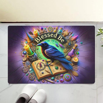 Wicca Black Raven Doormat Witchy Crow Doormat for Pagan Home Decor-MoonChildWorld