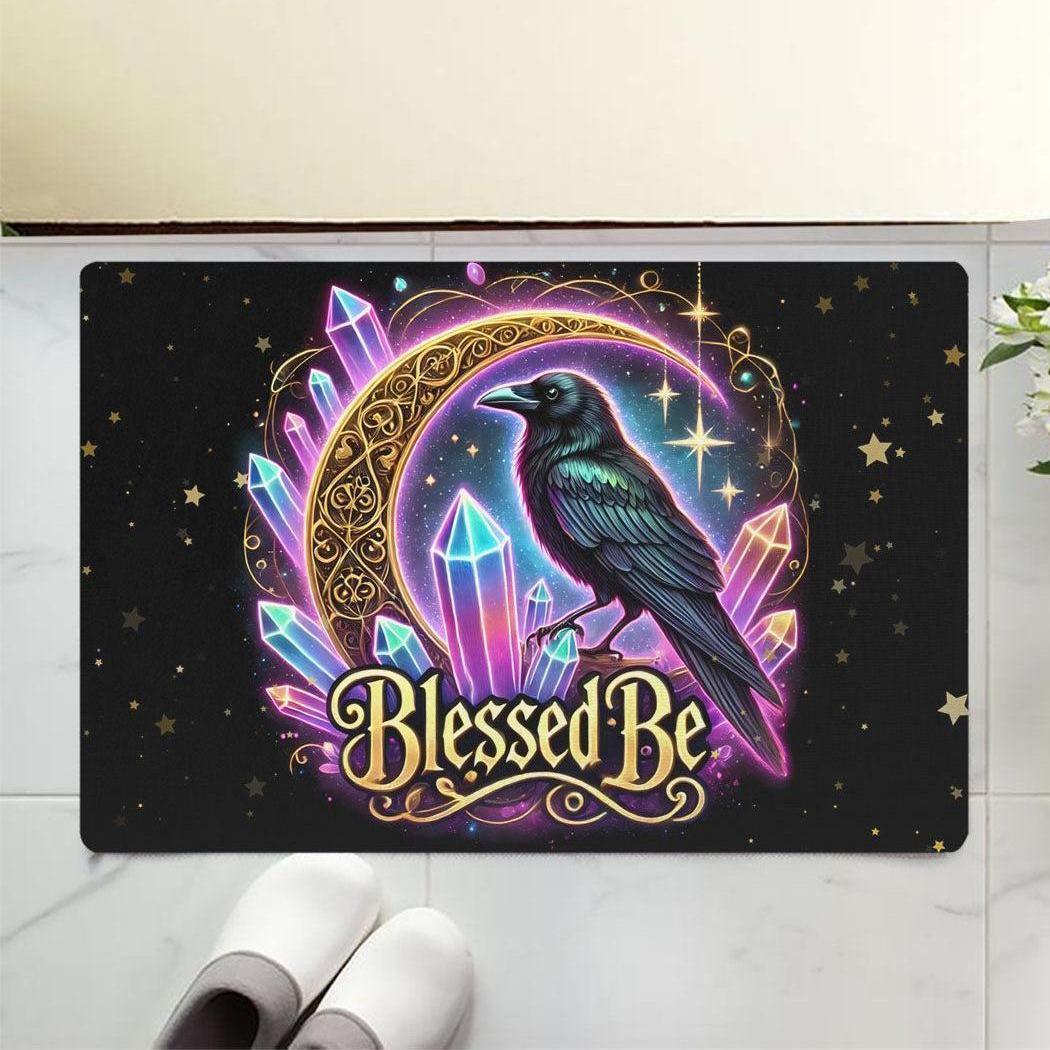 Wicca Black Raven Doormat Witchy Crow Doormat for Pagan Home Decor-MoonChildWorld