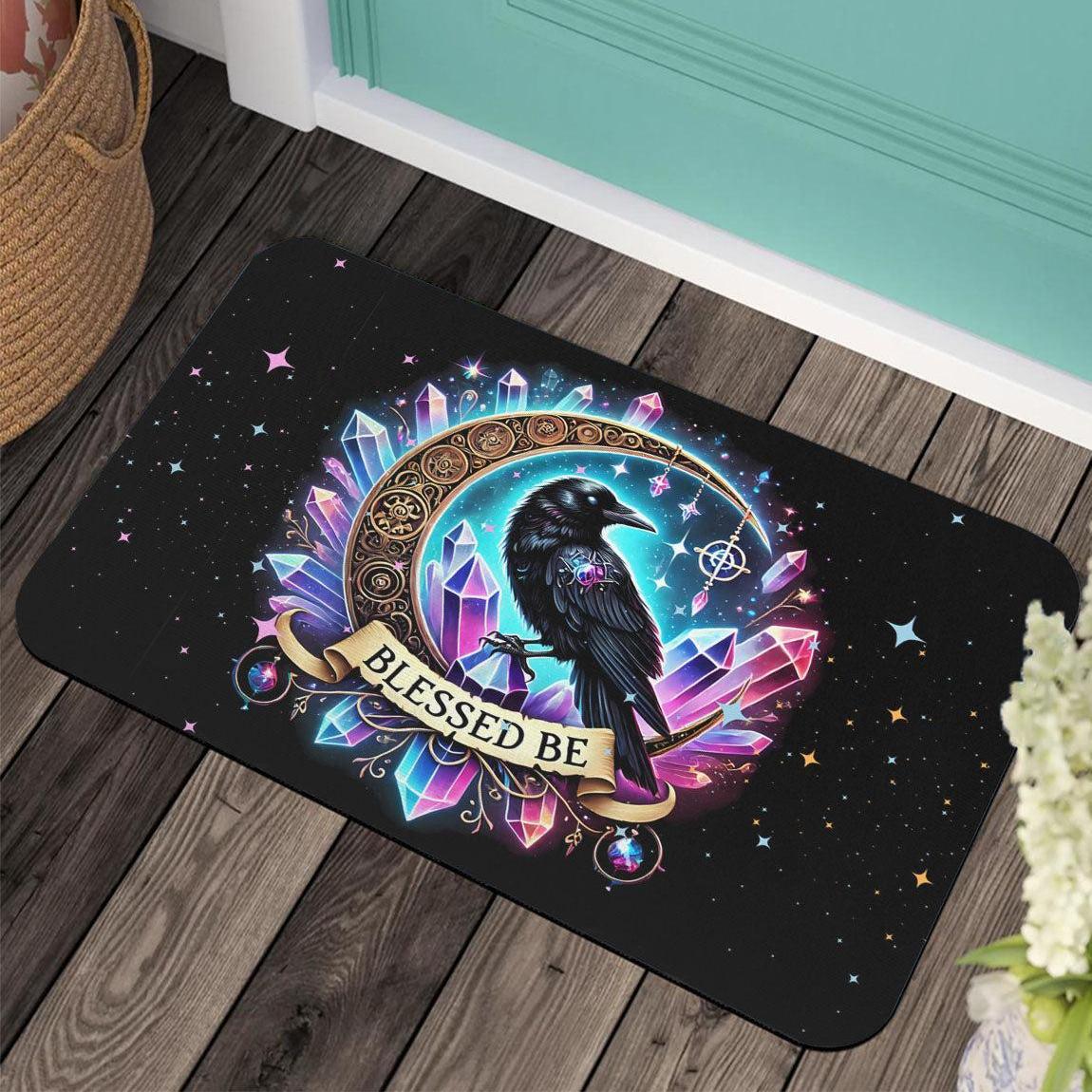 Wicca Black Raven Doormat Witchy Crow Doormat for Pagan Home Decor-MoonChildWorld