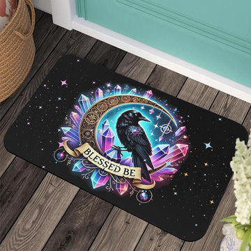 Wicca Black Raven Doormat Witchy Crow Doormat for Pagan Home Decor-MoonChildWorld