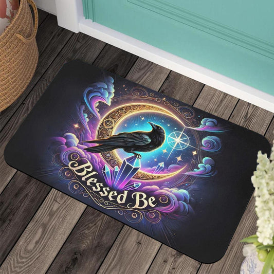 Wicca Black Raven Doormat Witchy Crow Doormat for Pagan Home Decor-MoonChildWorld