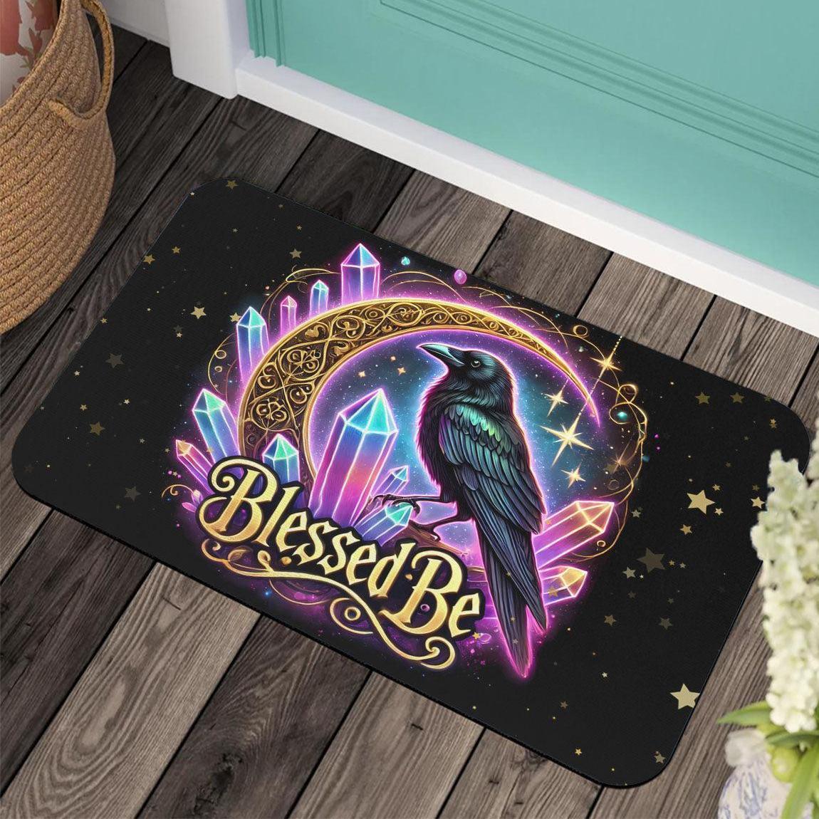 Wicca Black Raven Doormat Witchy Crow Doormat for Pagan Home Decor-MoonChildWorld