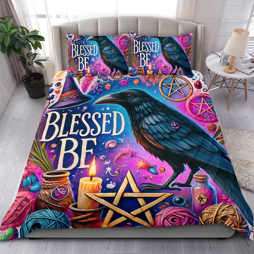 Wicca Black Raven Gothic Crow Bedding Set for Witch Home Decor-MoonChildWorld