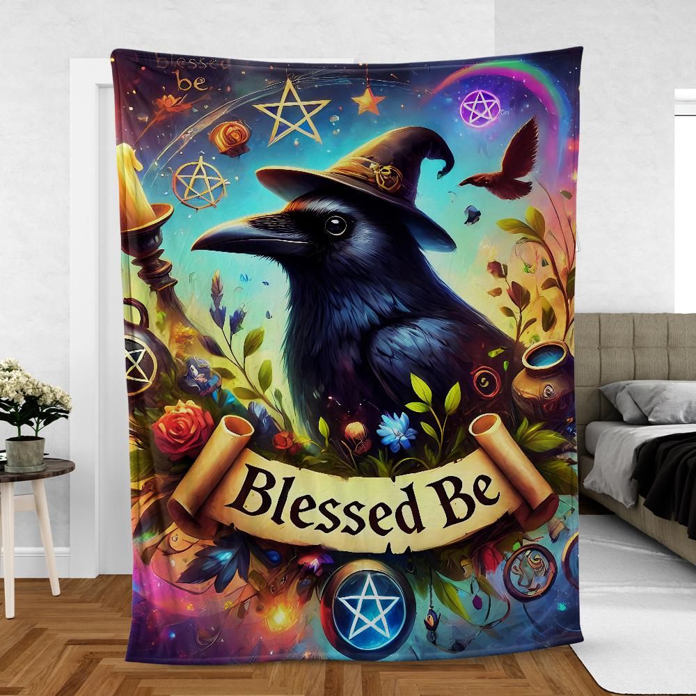 Wicca Black Raven Gothic Crow Blanket for Witch-MoonChildWorld