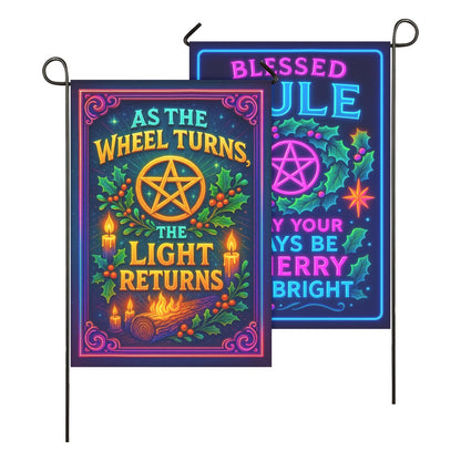 Wicca Blessed Yule Garden Flag and House Flag for Pagan Yule Decor-MoonChildWorld