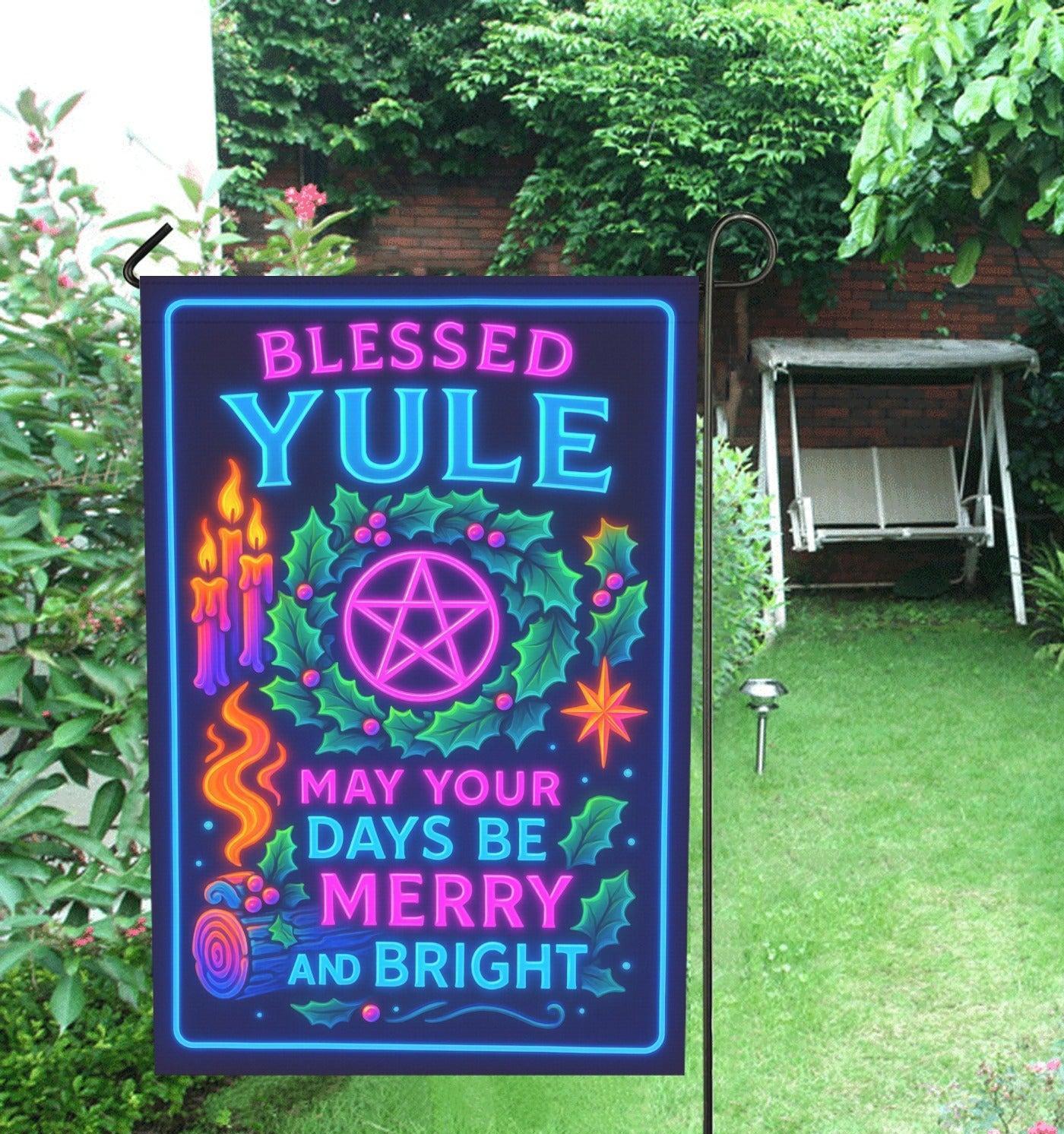 Wicca Blessed Yule Garden Flag and House Flag for Pagan Yule Decor-MoonChildWorld