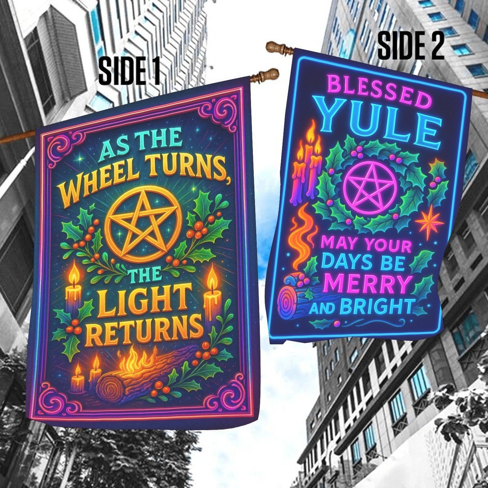 Wicca Blessed Yule Garden Flag and House Flag for Pagan Yule Decor-MoonChildWorld