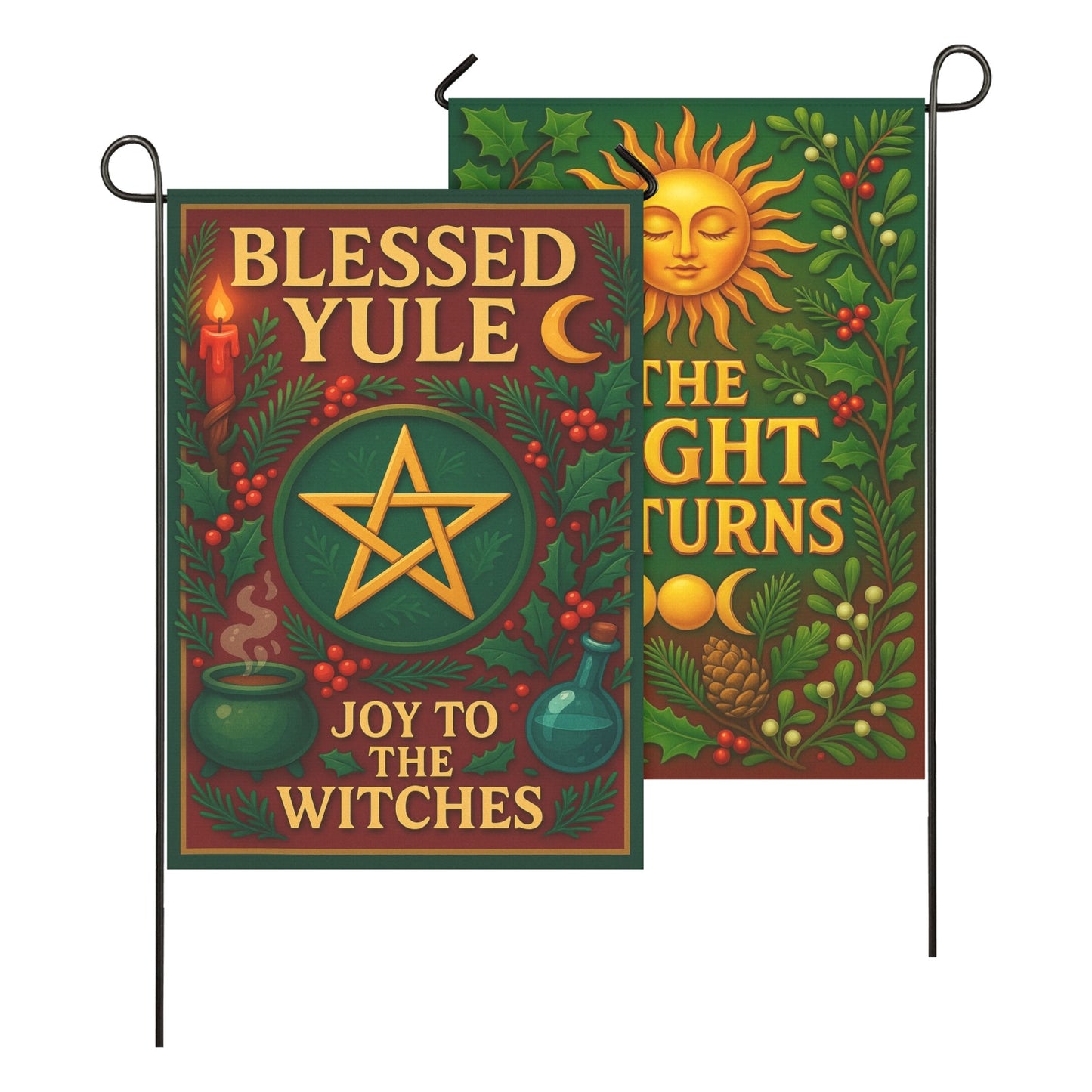 Wicca Blessed Yule Garden Flag and House Flag for Pagan Yule Home Decor-MoonChildWorld
