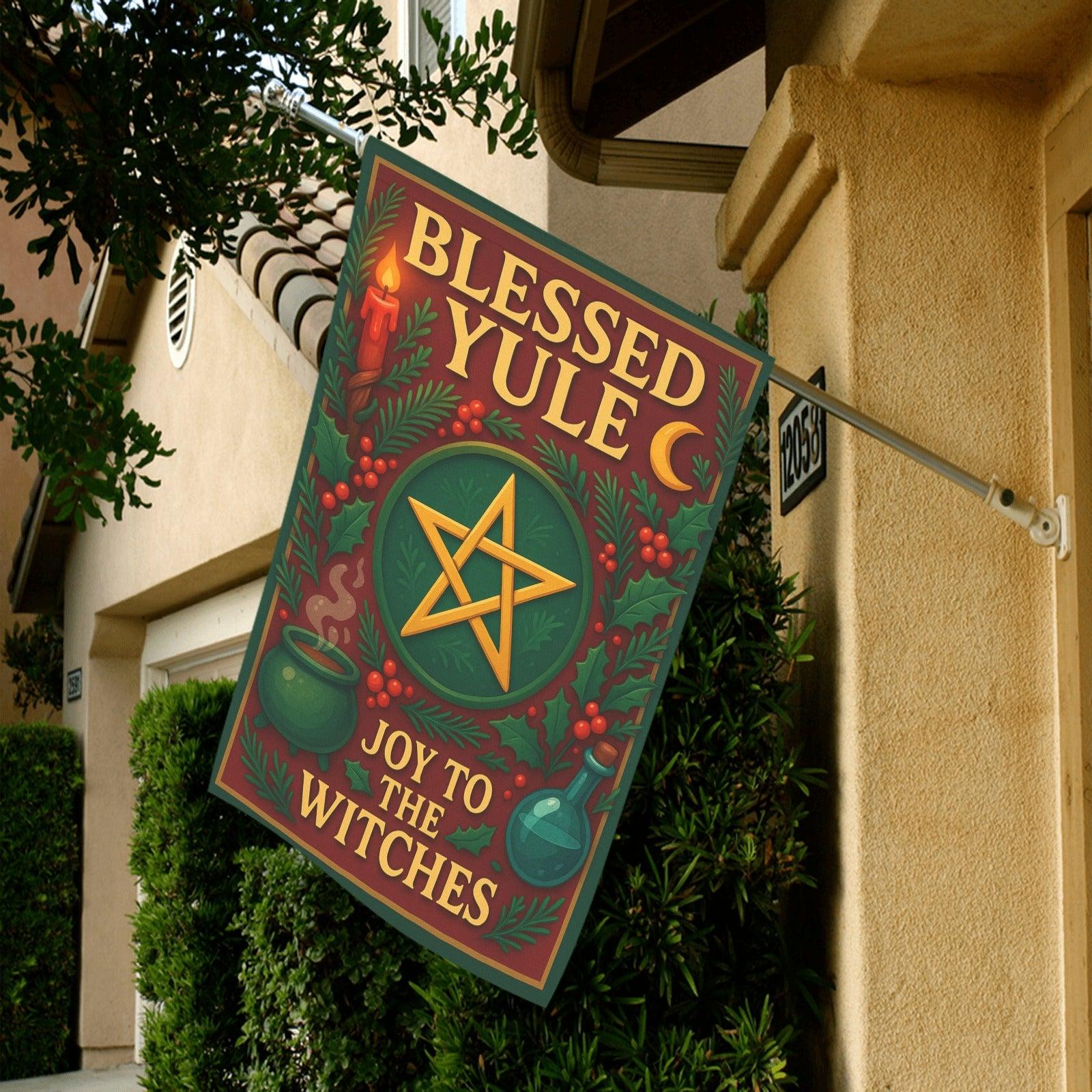 Wicca Blessed Yule Garden Flag and House Flag for Pagan Yule Home Decor-MoonChildWorld