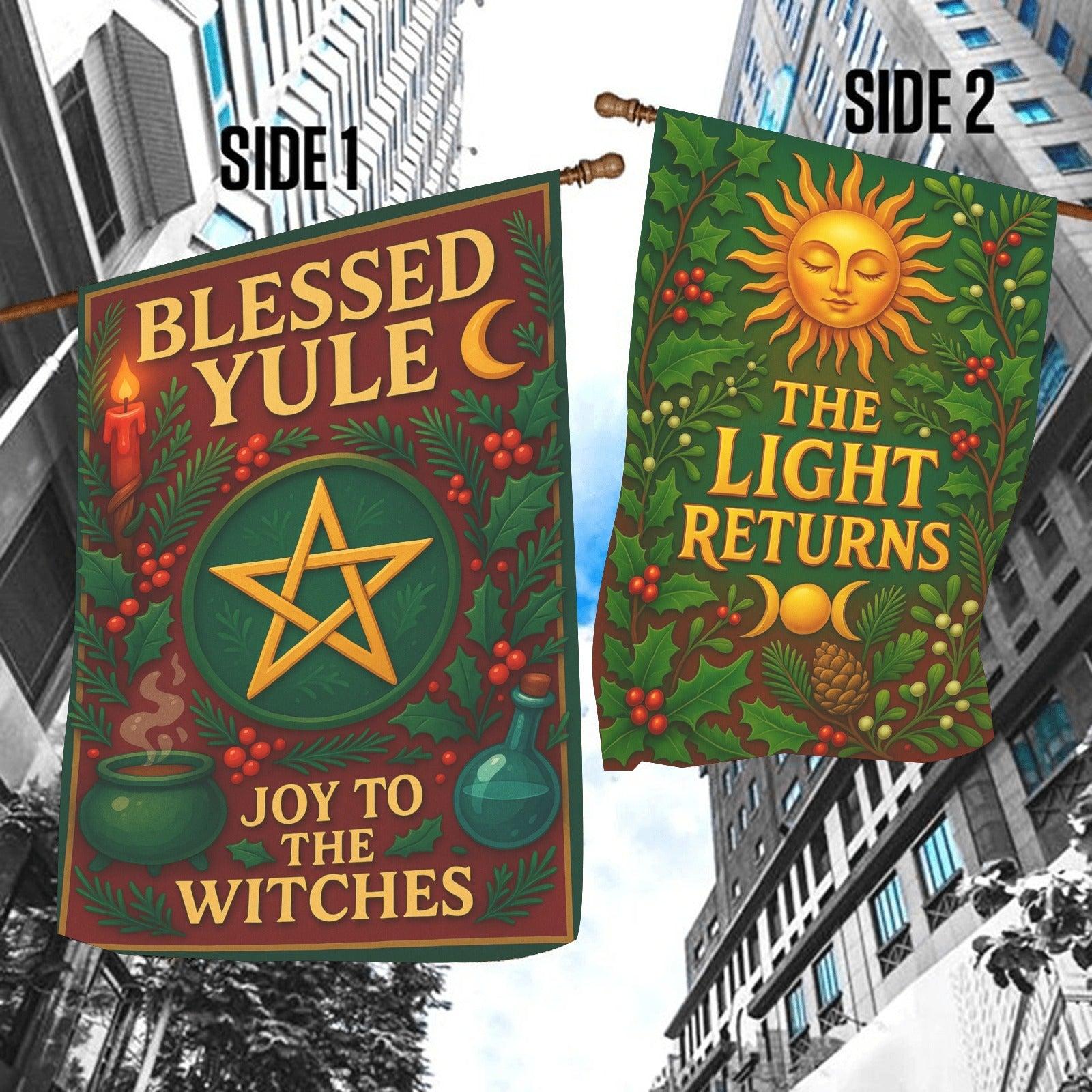 Wicca Blessed Yule Garden Flag and House Flag for Pagan Yule Home Decor-MoonChildWorld