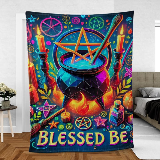 Wicca Cauldron Witchy Blanket Pagan Home Decor