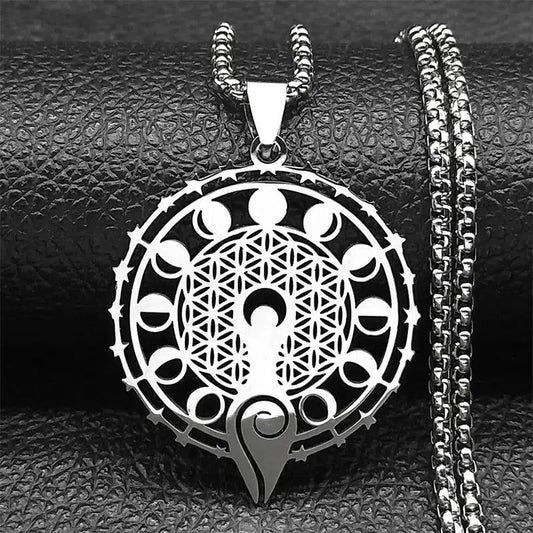 Wicca Goddess Moon Necklace Moon Phases & Goddess Necklace Pagan Jewelry-MoonChildWorld