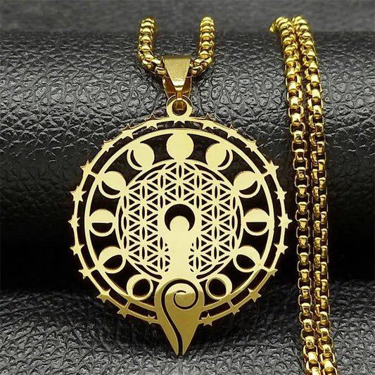 Wicca Goddess Moon Necklace Moon Phases & Goddess Necklace Pagan Jewelry-MoonChildWorld