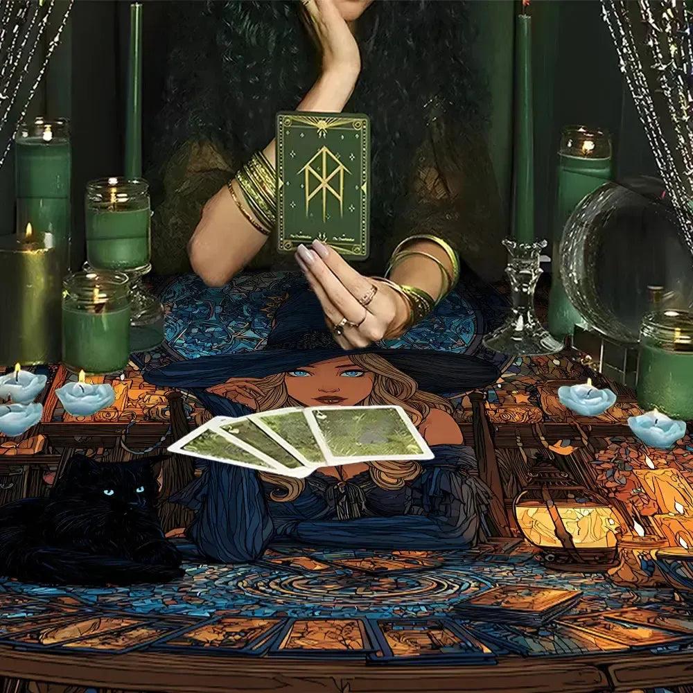 Wicca Goddess Moon Witch Altar Cloth Witchcraft Tarot Tablecloth for Reading Divination Wicca Home Decor-MoonChildWorld