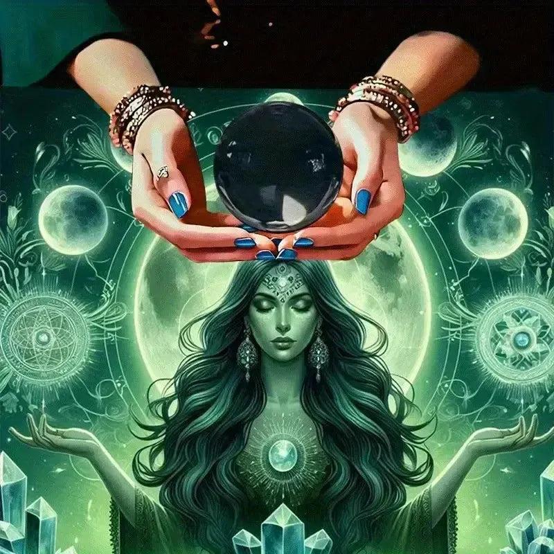 Wicca Goddess Mystical Moon Phase & Crystal Tarot Altar Cloth - Pagan Divination Tablecloth-MoonChildWorld