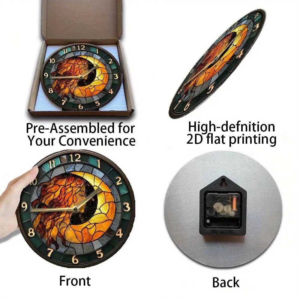 Wicca Moon Goddess Metal Wall Clock For Pagan Home Decor-MoonChildWorld