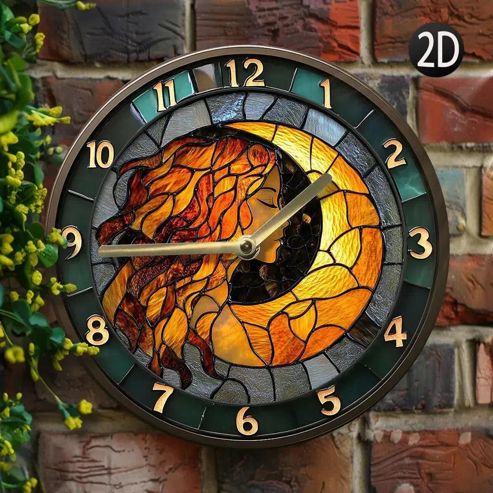 Wicca Moon Goddess Metal Wall Clock For Pagan Home Decor-MoonChildWorld