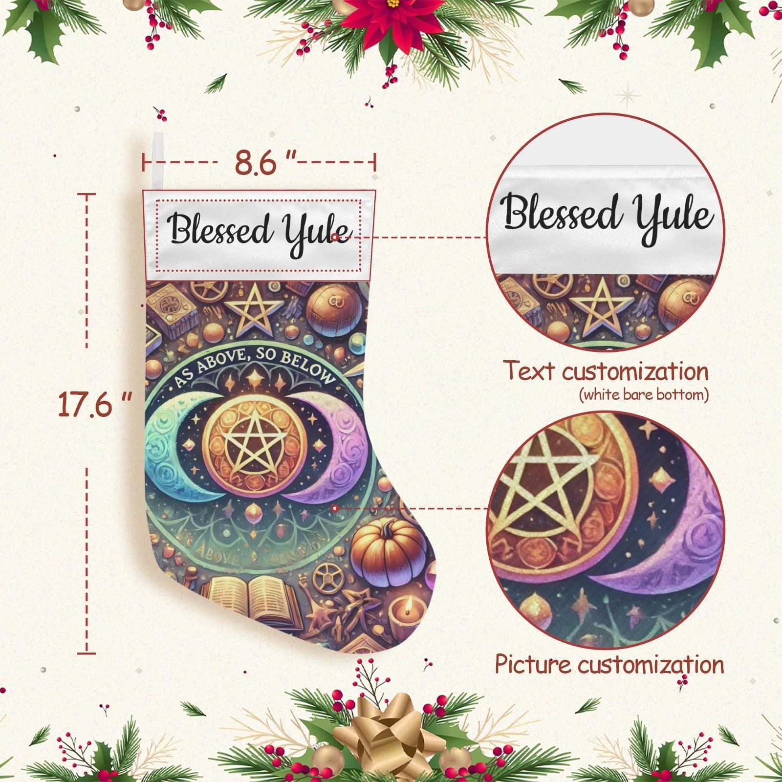Wicca Moon Pentacle Pagan Christmas Stocking for Yule Decorations-MoonChildWorld