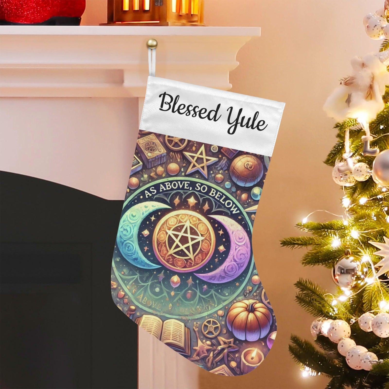 Wicca Moon Pentacle Pagan Christmas Stocking for Yule Decorations-MoonChildWorld