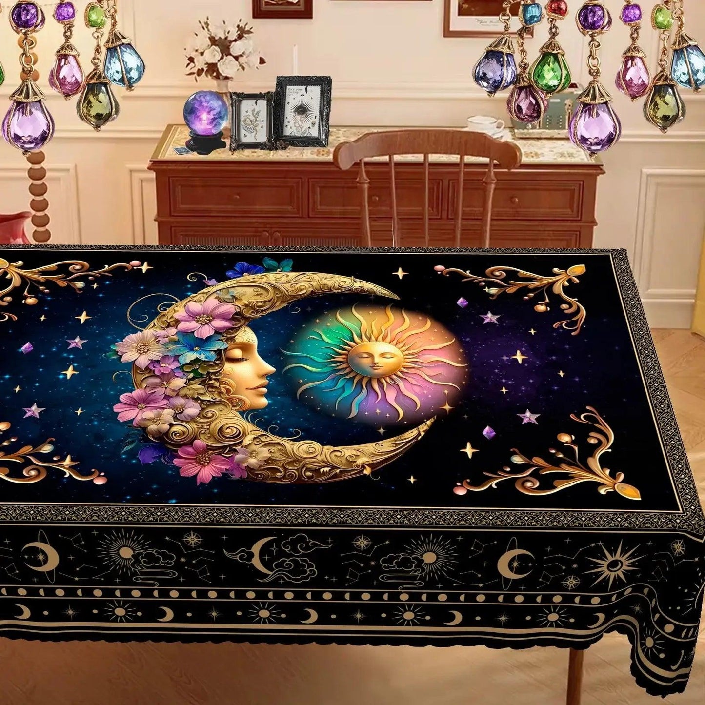 Wicca Moon Sun Bohemian Tablecloth-MoonChildWorld