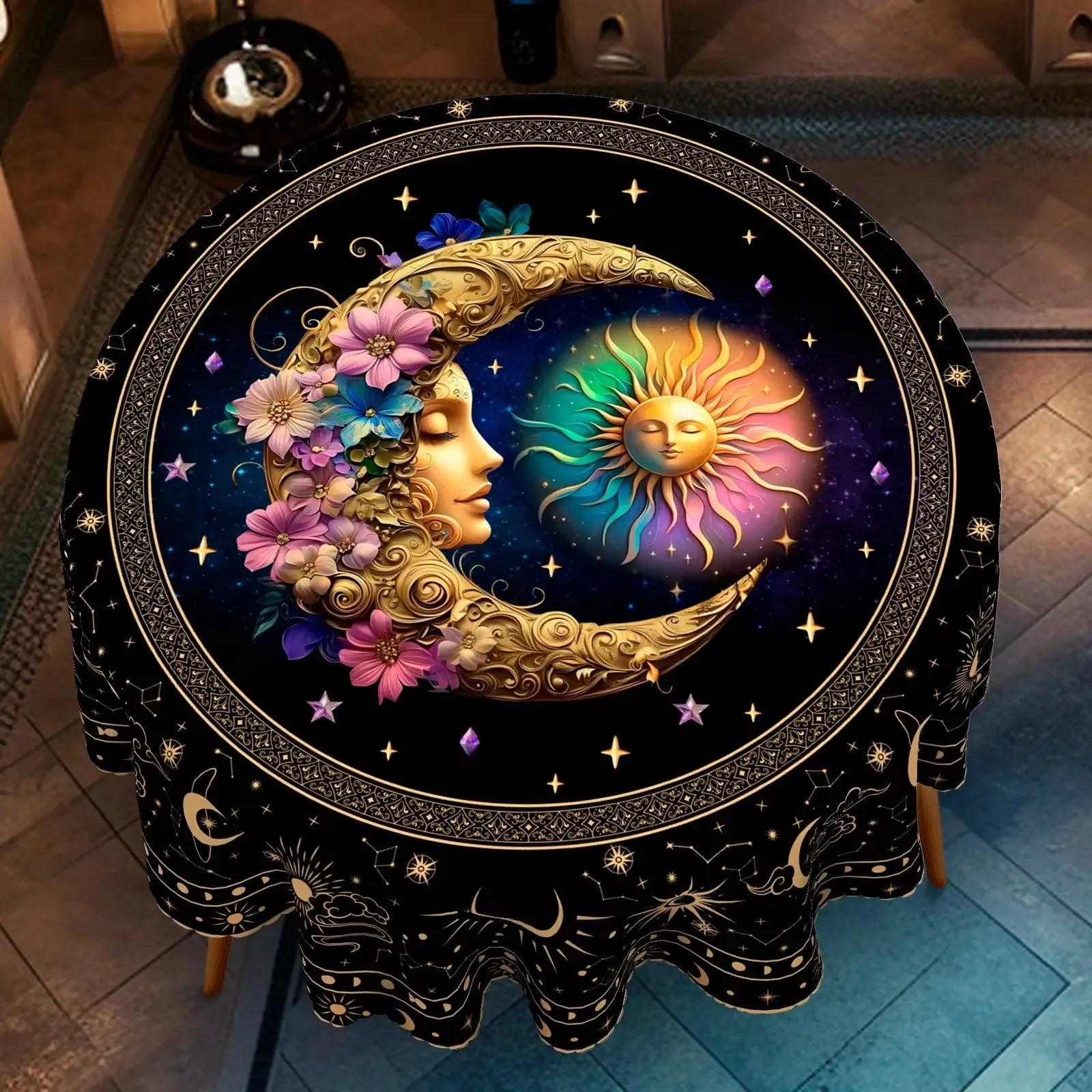 Wicca Moon Sun Bohemian Tablecloth-MoonChildWorld