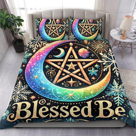 Wicca Moon pentagram Pagan Bedding Set for Yule Home Decor-MoonChildWorld