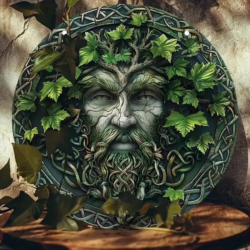 Wicca Pagan Metal Sign Celtic Green Man Forest Wall Art-MoonChildWorld