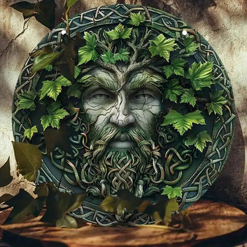 Wicca Pagan Metal Sign Celtic Green Man Forest Wall Art-MoonChildWorld