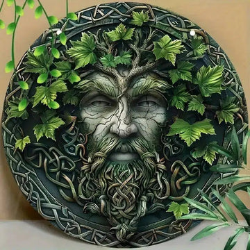 Wicca Pagan Metal Sign Celtic Green Man Forest Wall Art-MoonChildWorld
