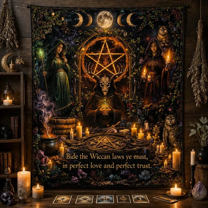 Wicca Pagan Spiritual Altar Tapestry - Occult Witchcraft Wall Hanging_mockup_2.webp