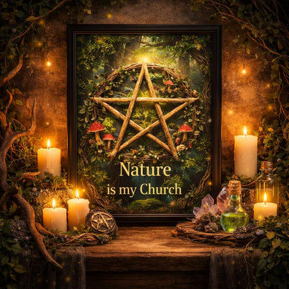 Wicca Pentacle Black Framed Art Print - Pagan Canvas Wall Art for Sacred Decor-MoonChildWorld