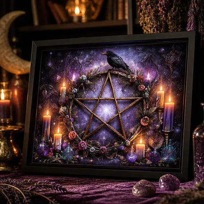 Wicca Pentacle Canvas Print - Black Framed Witchy Art for Pagan Home Decor_mockup_3.webp