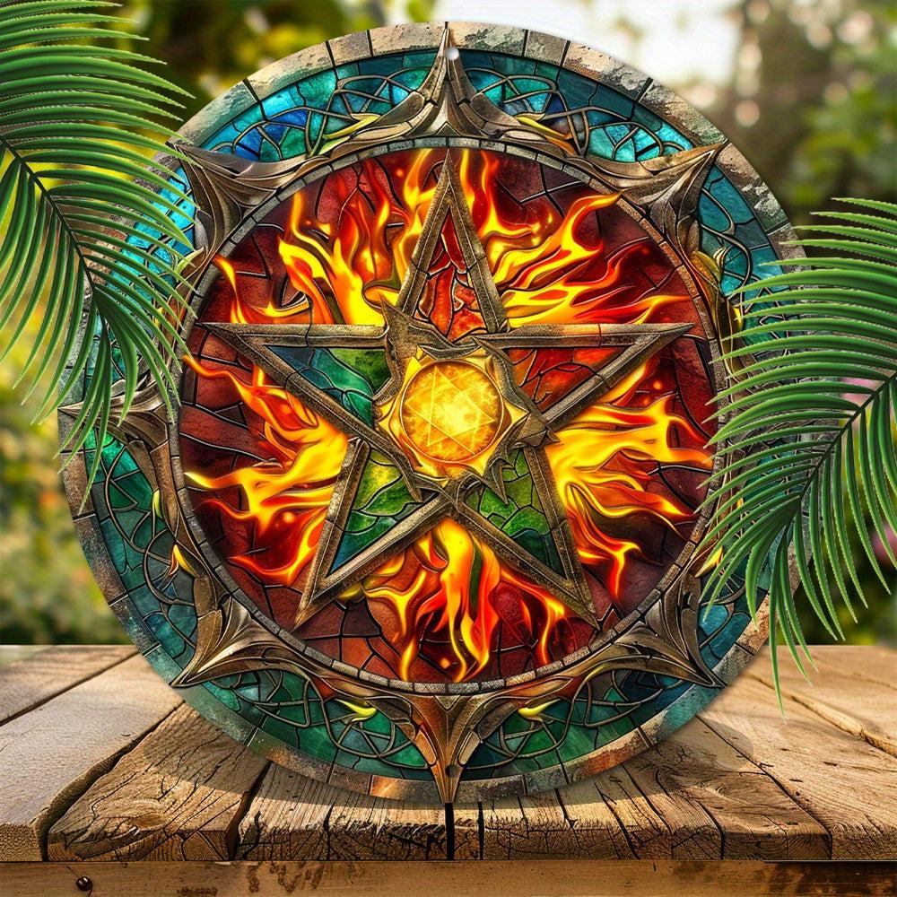 Wicca Pentacle Metal Sign Symbolic Home Decor-MoonChildWorld