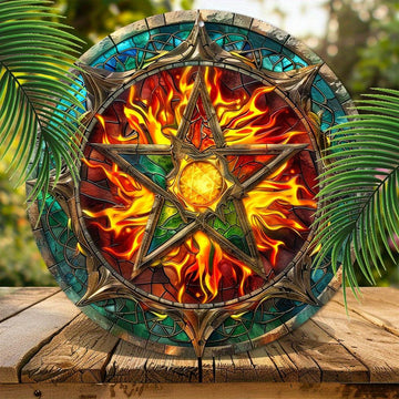 Wicca Pentacle Metal Sign Symbolic Home Decor-MoonChildWorld