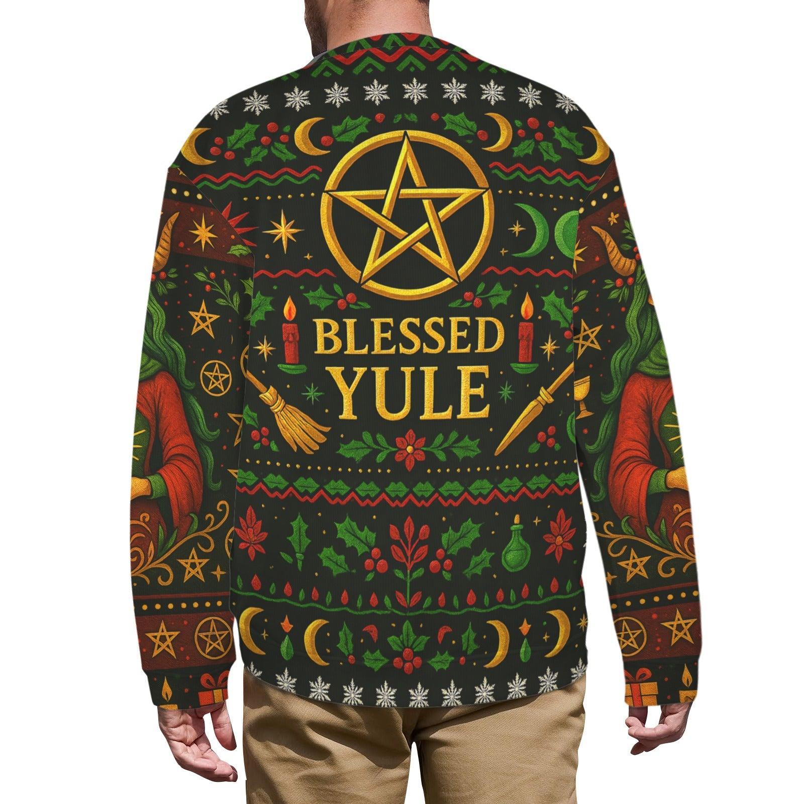 Wicca Pentacle Witch Christmas Sweatshirt Pagan Blessed Yule Sweater-MoonChildWorld