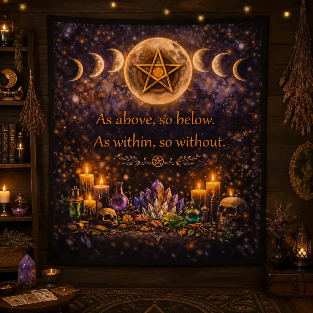 Wicca Pentagram Moon Phases Tapestry Pagan Altar Wall Hanging_mockup_2.webp