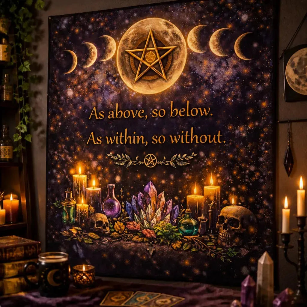Wicca Pentagram Moon Phases Tapestry Pagan Altar Wall Hanging_mockup_3.webp