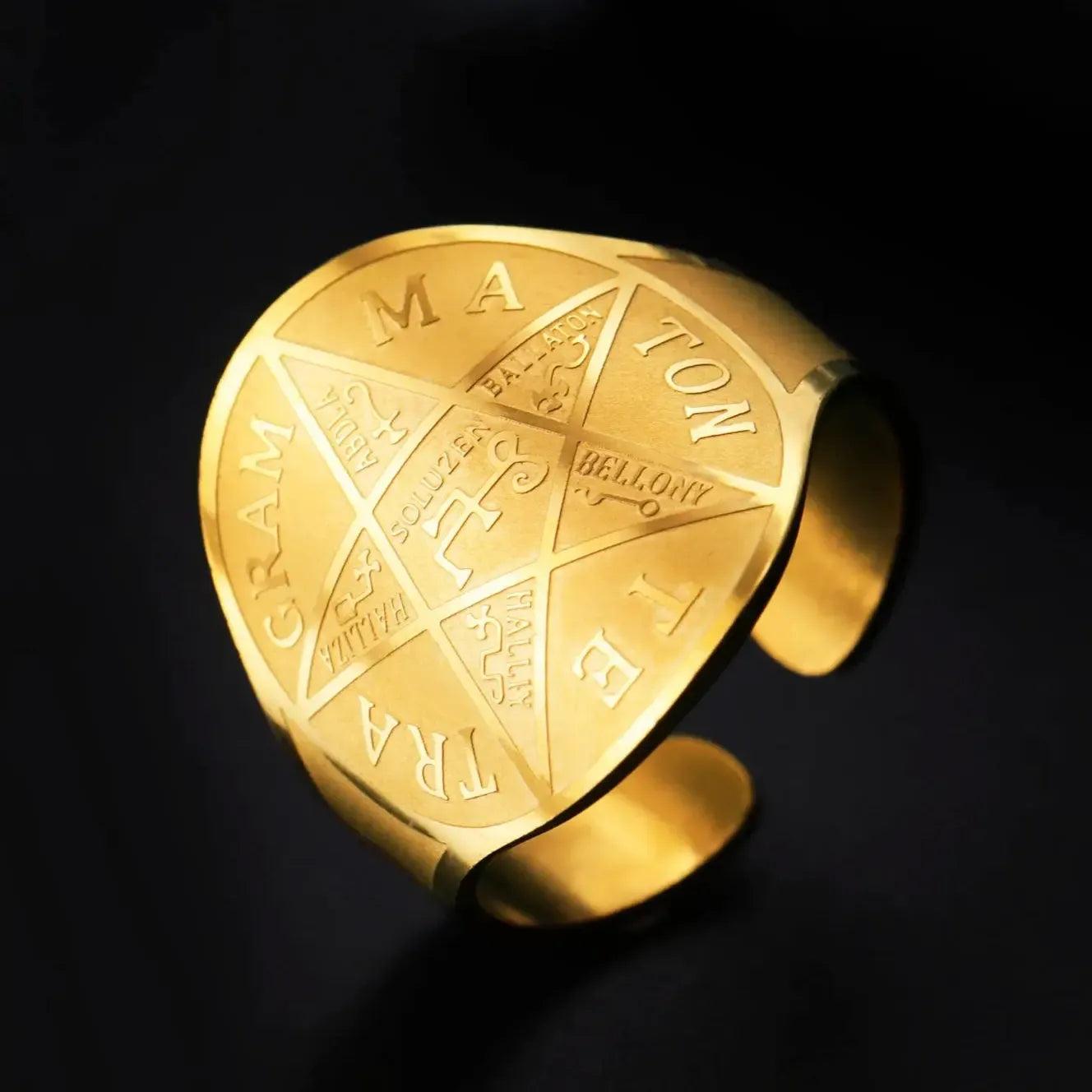 Wicca Pentagram Ring Seal of Solomon Rings Pagan Occult Magic Symbol Witchcraft Jewelry-MoonChildWorld