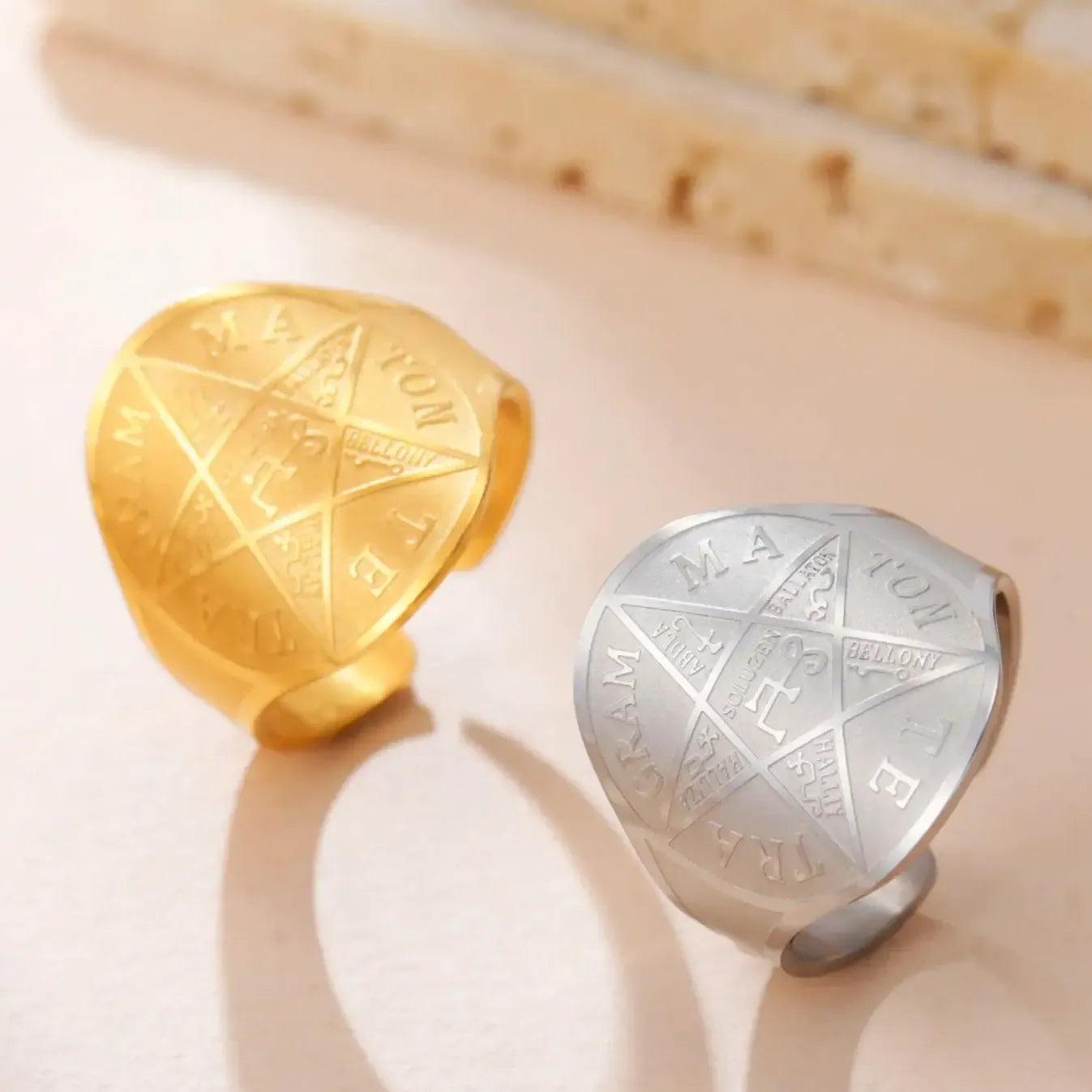 Wicca Pentagram Ring Seal of Solomon Rings Pagan Occult Magic Symbol Witchcraft Jewelry-MoonChildWorld