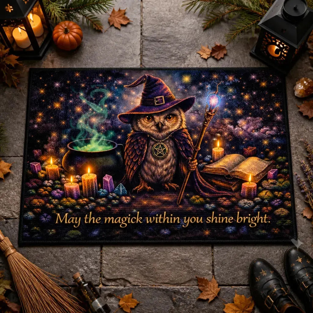 Wicca Spirit Owl Doormat – Halloween Witchy Welcome Mat_mockup_3.webp