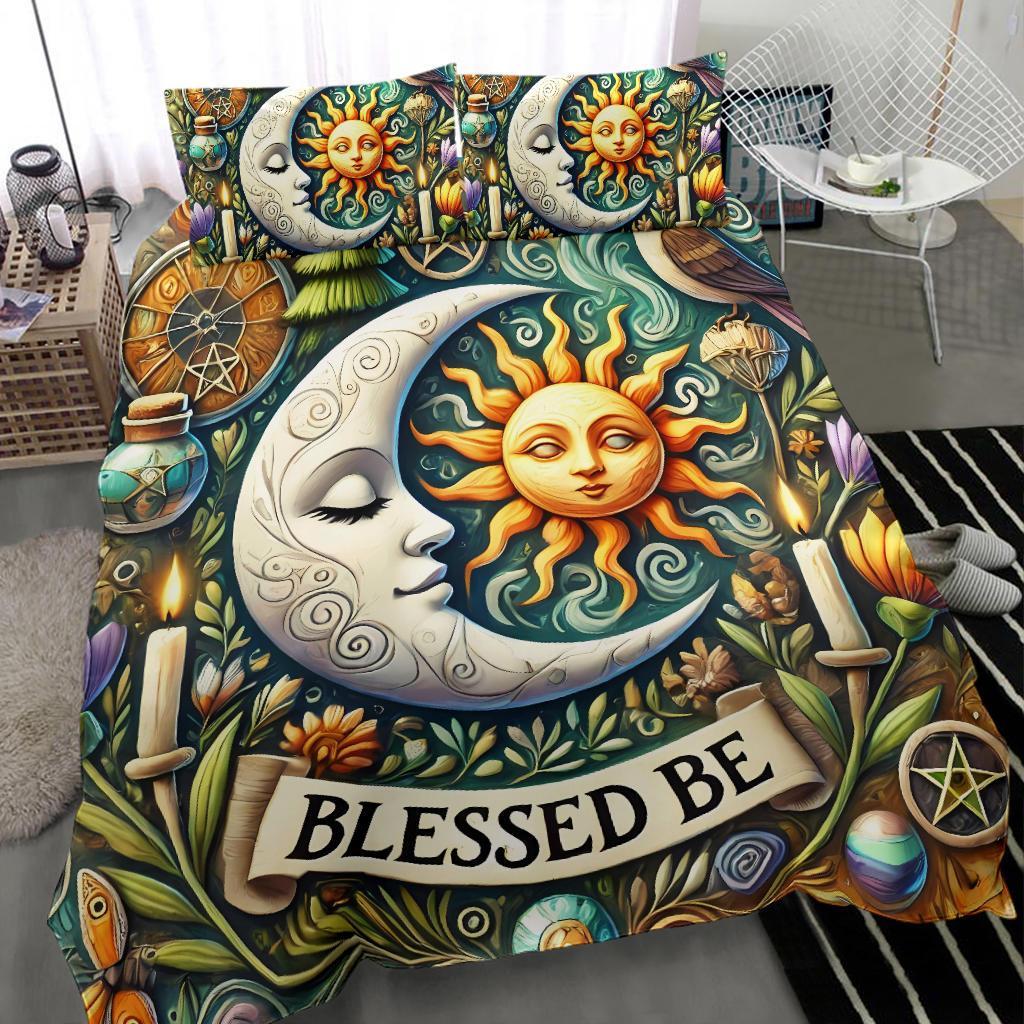 Wicca Sun Moon Goddess Pagan Bedding Set Mystic Home Decor-MoonChildWorld