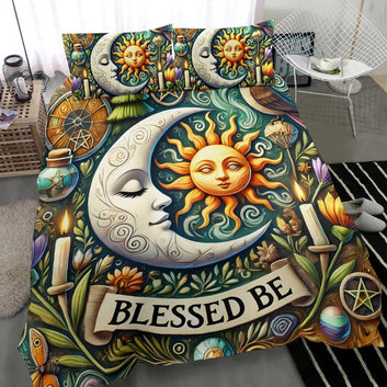 Wicca Sun Moon Goddess Pagan Bedding Set Mystic Home Decor-MoonChildWorld