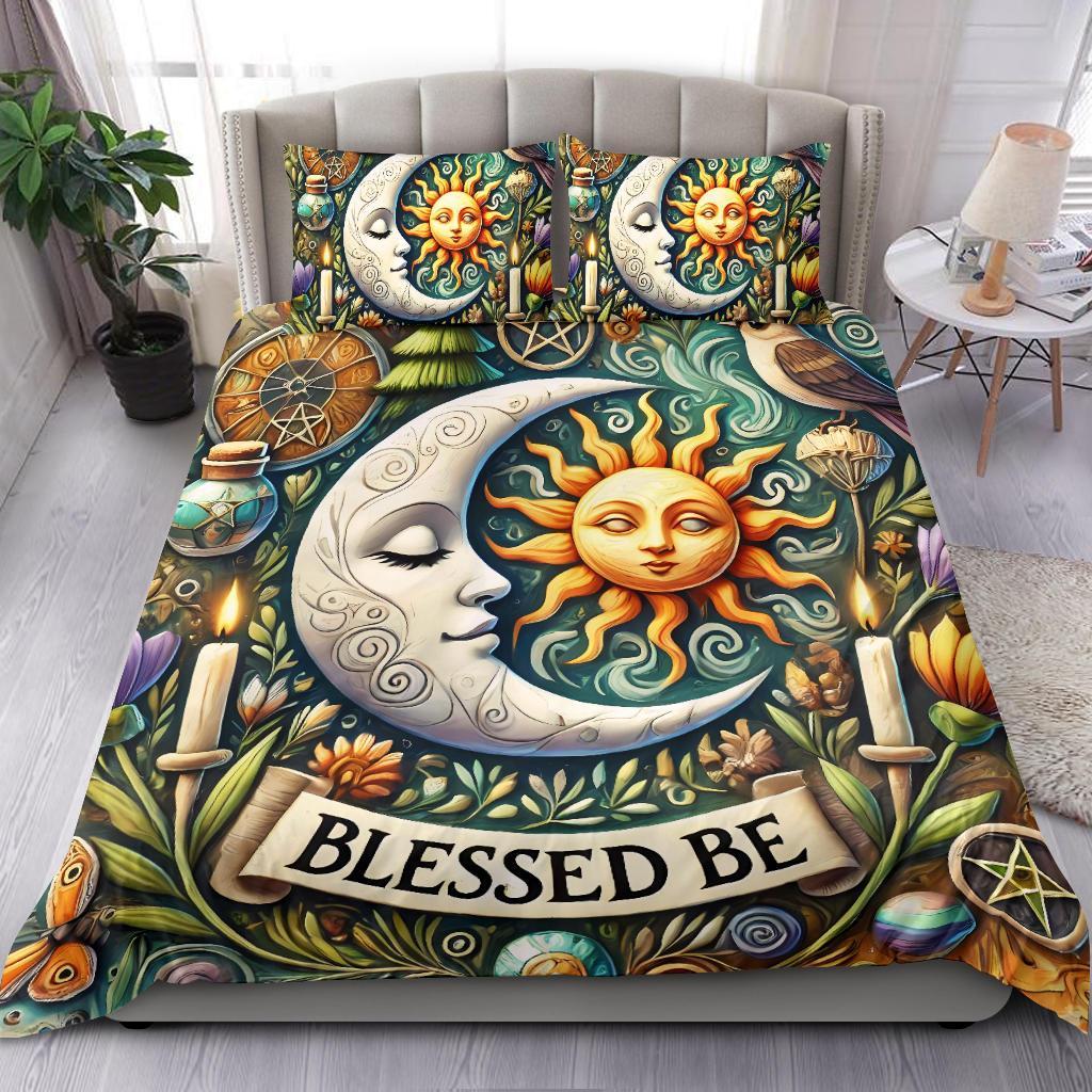 Wicca Sun Moon Goddess Pagan Bedding Set Mystic Home Decor-MoonChildWorld