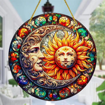Wicca Sun Moon Suncatcher Wicca Acrylic Sign Sun Moon Window Decor-MoonChildWorld