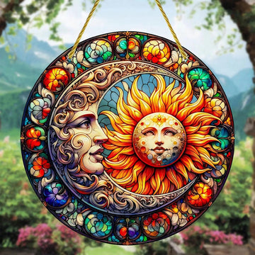 Wicca Sun Moon Suncatcher Wicca Acrylic Sign Sun Moon Window Decor-MoonChildWorld