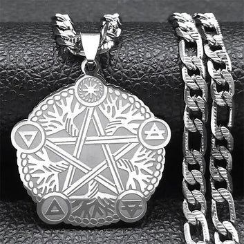 Wicca Tree of Life Pentacle Necklace Wiccan Jewelry