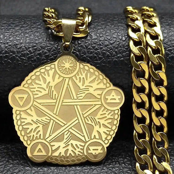 Wicca Tree of Life Pentacle Necklace Wiccan Jewelry-MoonChildWorld